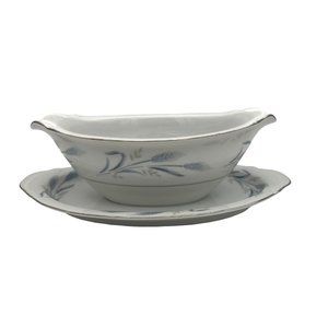 Vintage Harmony House China Diana Gravy Boat w/ Attached Underplate 9.5" Japan